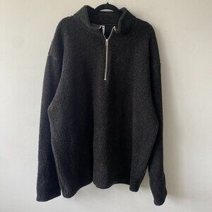 Old Navy Women's Sweater XXL Faux Shearling Solid Black Long Sleeves